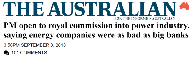 The Australian’s headline shows part of the Government’s proposition – that Energy prices are what is causing Australians to do it tough.